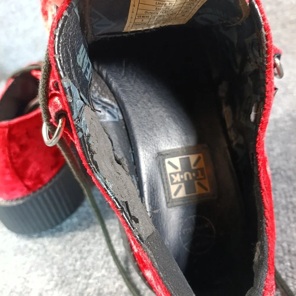 TUK Viva Mondo Creepers Women Size 7 Red Velvet Platform Shoes
